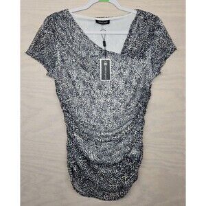 Cable & Gauge Women’s SZ Medium Blouse Rouched Sides Lined Short Sleeve New